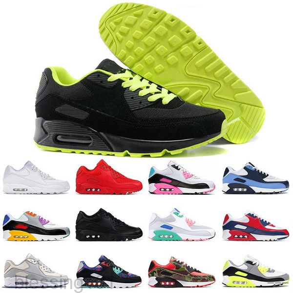 

2021 new men sneakers shoes classic 90 men and woman casual shoes sports trainer cushion surface breathable sports shoes 36-45 bt11, Black
