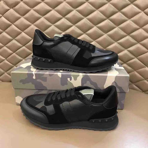 

super shoes men's sneaker star studded casual shoes leather camouflage studded shoe combo stars rock rivets runner lace-up sneakers sho, Black