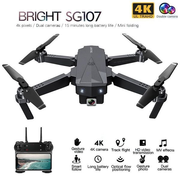 

zlrc sg107 mini drone with 4k wifi 1080p fpv camera 2.4ghz quadcopter optical flow quadrocopter camera toys vs e58 e68 sg1061