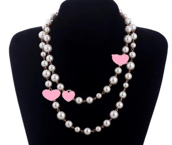 

designer long sweater chain collar maxi necklace simulated pearl flowers necklace women fashion jewelry bijoux femme christmas gifts, Silver