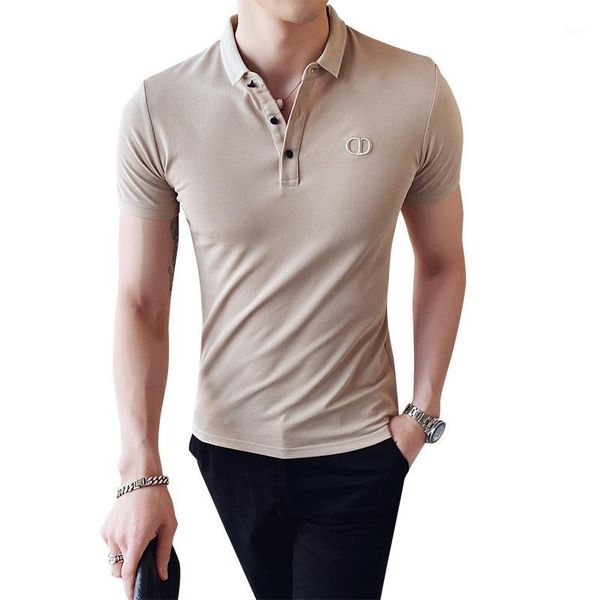 

summer 2020 shirt men cotton plus size embroidery british style slim shirt men's short sleeve summer1, White;black