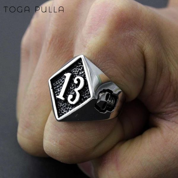 

cluster rings size 7-15 lucky 13 ring men boys 316l stainless steel skull biker male punk rock hip hop jewelry wholesale, Golden;silver