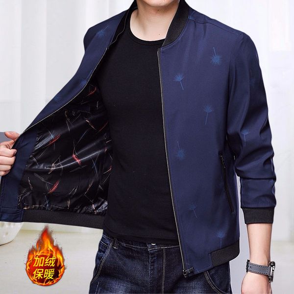 

men's coat middle aged autumn and winter plush business casual jacket father's, Black;brown