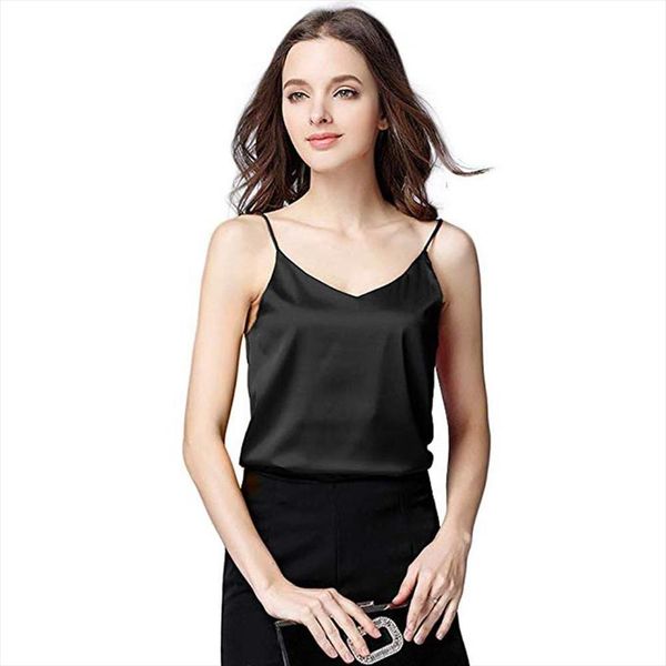 

tank crop women sleeveless brand silk ladies camisole bottom blouse shirt soft satin black tank crop summer, White