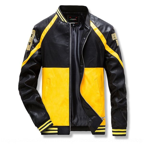 

i01gc jacketfor style handso collar leather jacket baseball jacketwallet new mencolor matching embroidered leather jacket for menslim and ba, Blue