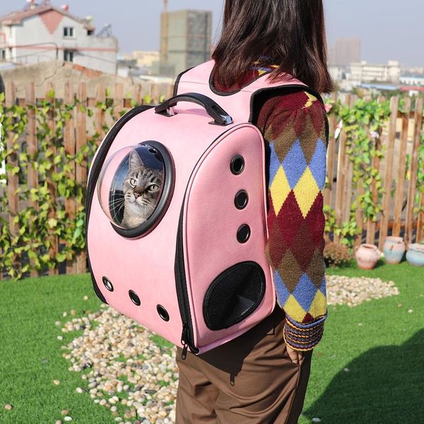 

portable dog cat carrier bag breathable space capsule astronaut travel bag transparent outdoor small cat carrier pet jlldnn