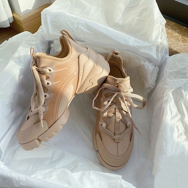 

2020 new women casual shoes fashion thick heel trendy platform sneakers brand female trainers thick bottom zapatos de mujer, Black