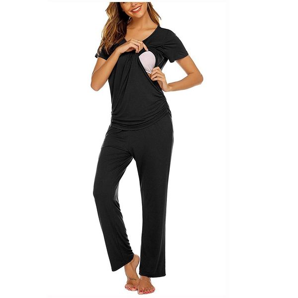 Kadın Annelik Toprak Giysileri Setleri 2020 Yeni Hamile T Gömlek Hamile Kadınlar Için Suit 1 ADET Üst + 1 ADET Pantolon Sıcak Satış Yaz LJ201120
