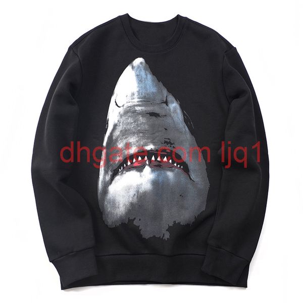 

new men women animal pattern print hoodies mens shark hoodie street hip hop cotton loose fit womens hoodie sweatshirt, Black