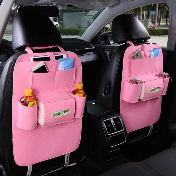 

car seat back bag stowing tidying seat organizer multi-function hanging bag thick pink car storage box