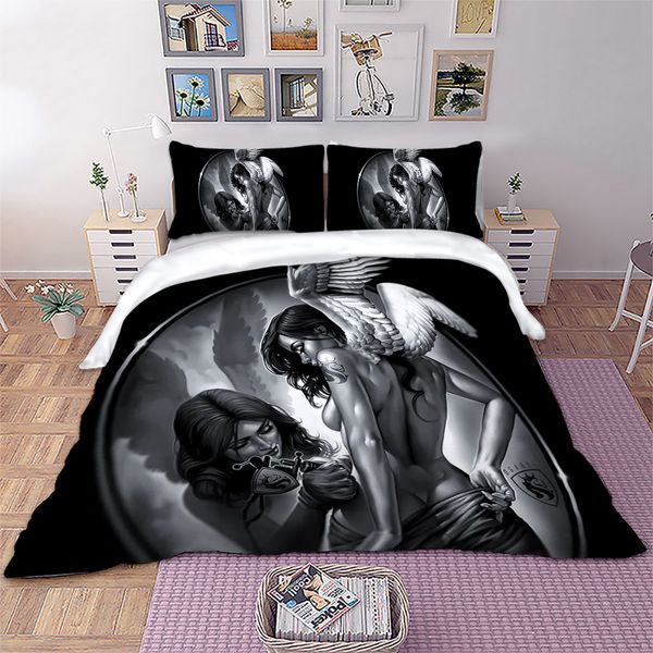 

beauty angel bedding set 3d print duvet cover  sizes home textiles 3pcs dropship wholesale 1012