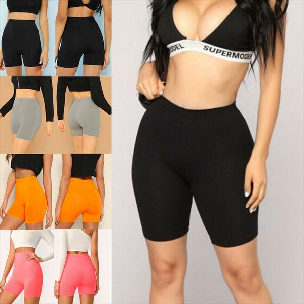 

womens summer fitness bike clycling shorts soft stretchy casual skinny slim cotton spandex workout sports beach wear, White;black