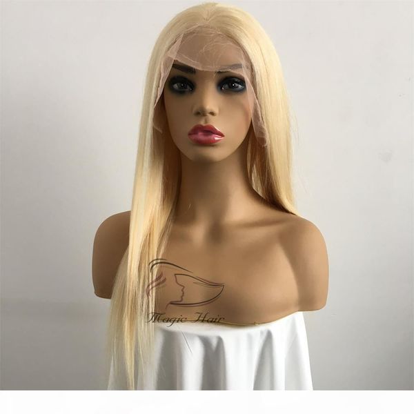 

full lace human hair wigs 150 density brazilian 613 light blonde human hair straight thick glueless lace front wigs with baby hair, Black;brown