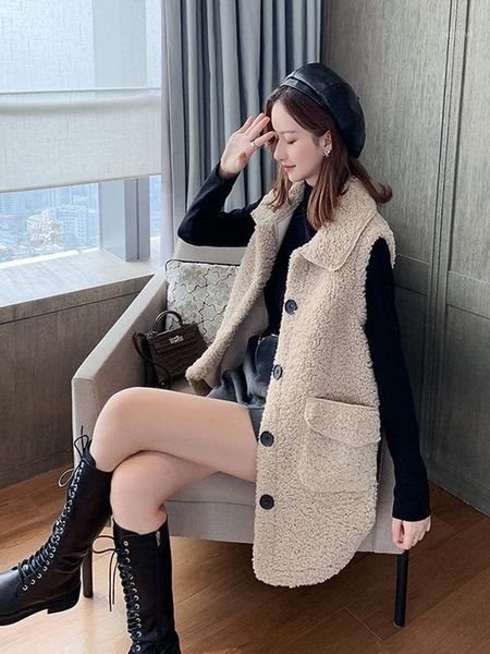 

faux lambswool waistcoat women's 2019 new style autumn clothing retro loose sleeveless coat waistcoat tank vest outer wear1, Black;white