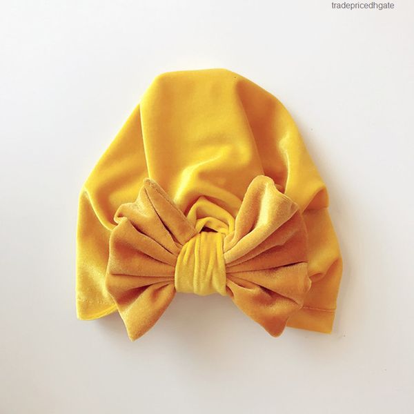 

hat velvet butterfly-knotted neutral hood golden children baby cap cotton material dome 58