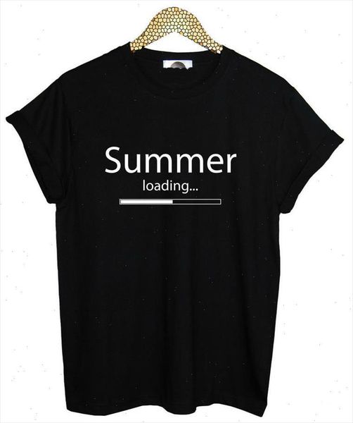 

summer loading letters print women t shirt cotton casual funny shirt for lady black whtie tee hipster z 159, White
