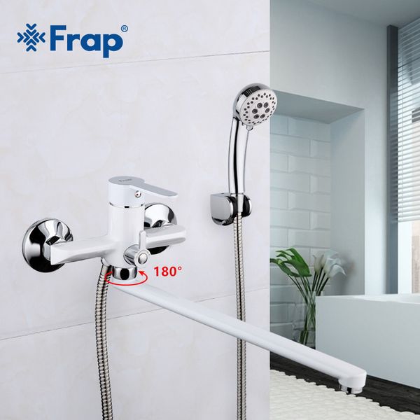 FRAP 1 Set 35 CM Beyaz Outlet Boru Banyo Duş Bataryası Pirinç Vücut Yüzey Sprey Boyama Duş Başlığı Banyo Dokunun F2241 LJ201211