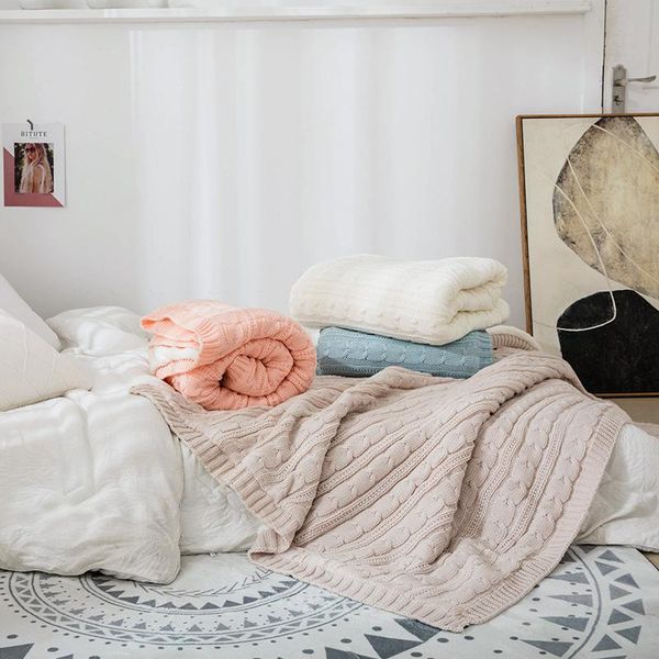 

2021 100% acrylic sheep velvet blankets spring warm knitted wool blanket sofa/bed cover quilt knitted blanket