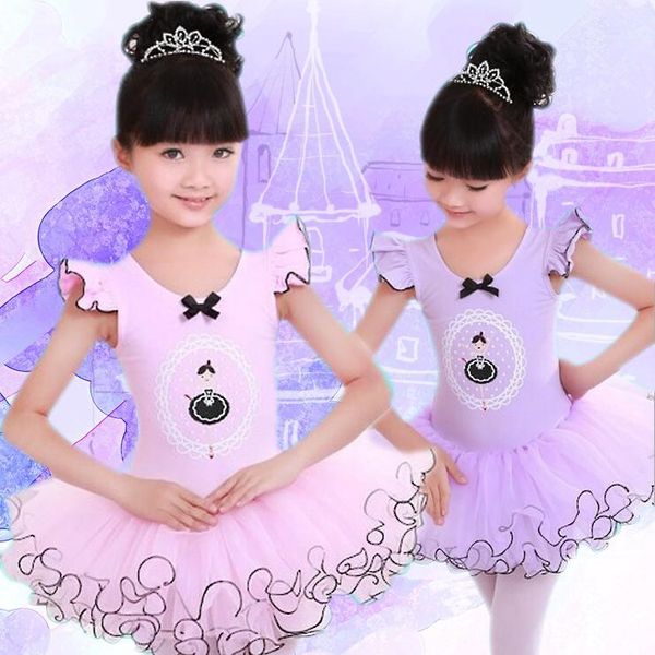

pink/purple cotton ballet dance dress children tutu skirt ballet leotard ballerina dresses kids costume clothes for girl1, Black;red