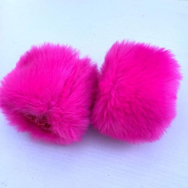 

women fabala warm winter faux fur wrist gloves wristband cuff cute, Blue;gray