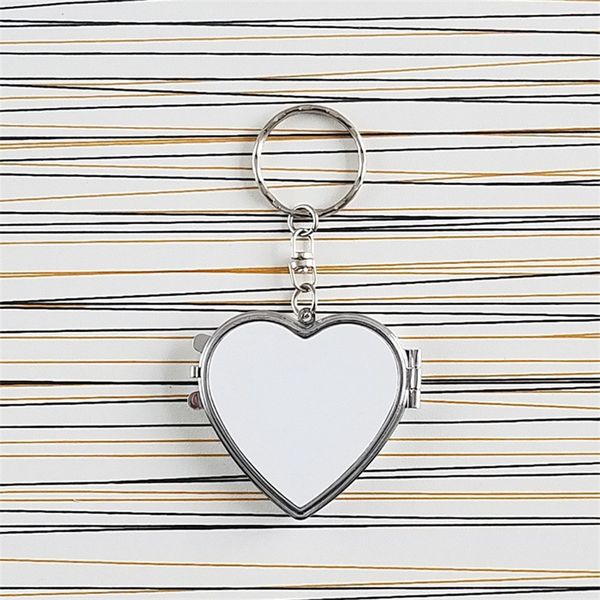 

two sided car key chain make up mirror sublimation blanks ring metal materials buckle p printing heat transfer print 3 2hh b2