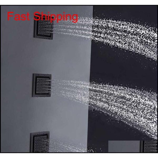 

5 inch black shower body jets rainfall shower massage jet brass square shower bathroom concealed wall sprayer body spa showers zbapk