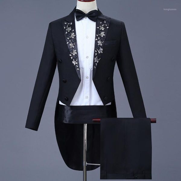 Erkek Takım Elbise Blazers Blazer + Pantolon erkek Elbise Smokin Suit Piyano Kostüm Koro İletkenin Erkek Set 2 Parça 1216-1