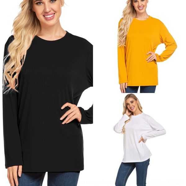 

kthyo new loose foundation women's t-shirt sleeve loose for autumn winter 2020 new basic foundation women's long sleeve basic long, White