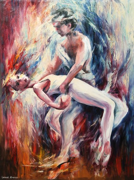 

leonid afremov pas de deux home decor handpainted &hd print oil painting on canvas wall art canvas pictures for living room 201007