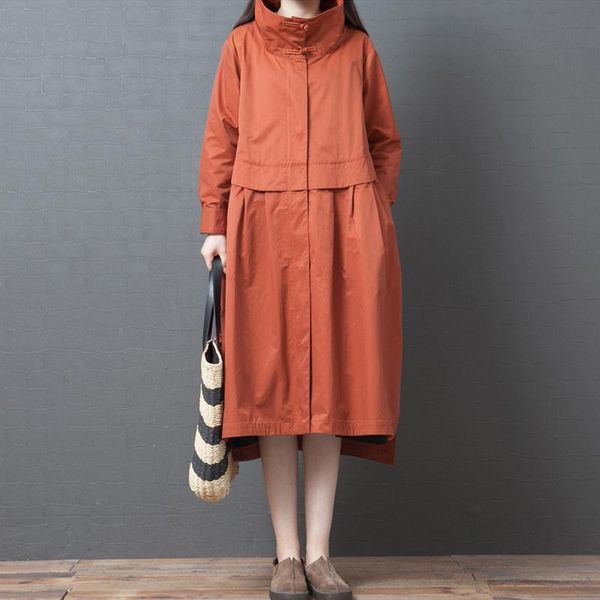 

2021 autumn winter trench coat women plus size solid windbreaker long khaki cardigan outerwear female oversize chaquetas mujer, Tan;black