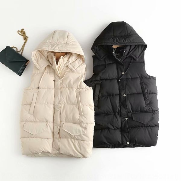 

a1lph-822 women's wear fall winter 2020 new casual simple and versatile hooded medium long a1lph-822 women's wear vest vestfall wi, White;black