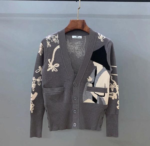 

designer european and american jacquard knit cardigan jacket small bee gold thread embroidery sweater v-neck slim y2009172fbf, White;black