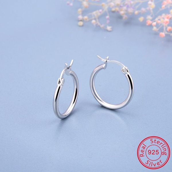 

hoop & huggie zemo 13-23mm women's sterling silver earring female's 925 circle classic round party simple jewelry, Golden;silver
