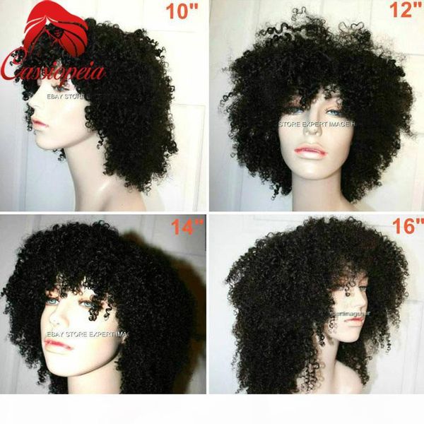 

afro kinky wigs malaysian virgin hair lace front wigs with baby hair short afro kinky curly full lace wigs for african american, Black;brown