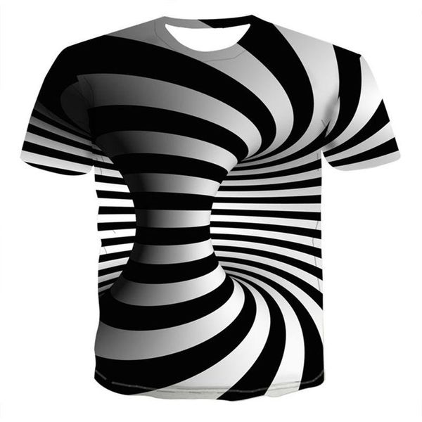 

3d three-dimensional vortex summer psychedelic printed checked tunnel print 3d print shirts kawaii hippie humor men clothing