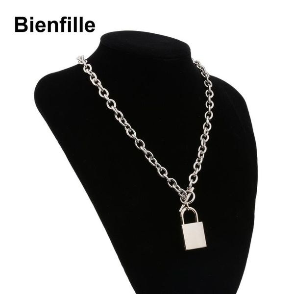 

heavy duty square lock snake chain choker necklace gothic cool handmade men women padlock choker punk metal collar, Silver