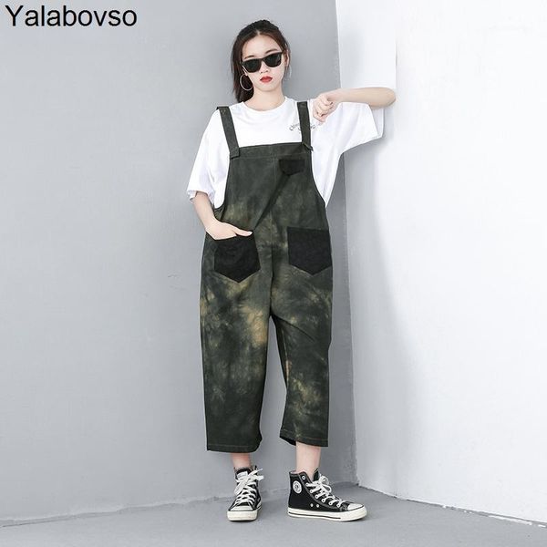 

amy green tie-dye cotton linen loose pocket ladies casual jumpsuits black all match jumpsuits & rompers for woman a71-z301, Black;white