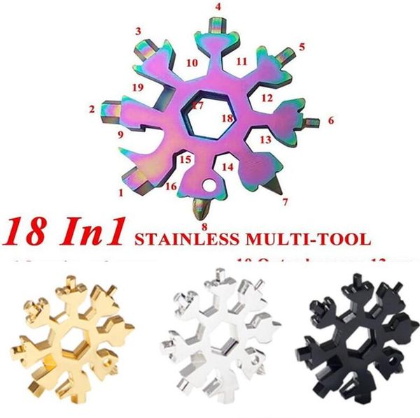 

18 in 1 camp key ring pocket tool multifunction hike keyring multipurposer survive outdoor openers snowflake multi spanne hex wrench
