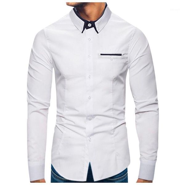 

fashion business men pure turn-down collar long sleeve shirts leisure fashion comfortable 2020 new trends1, White;black