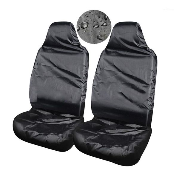 

2 pcs car four seasons universal black seat cover waterproof polyester car front seat cover protective shape1