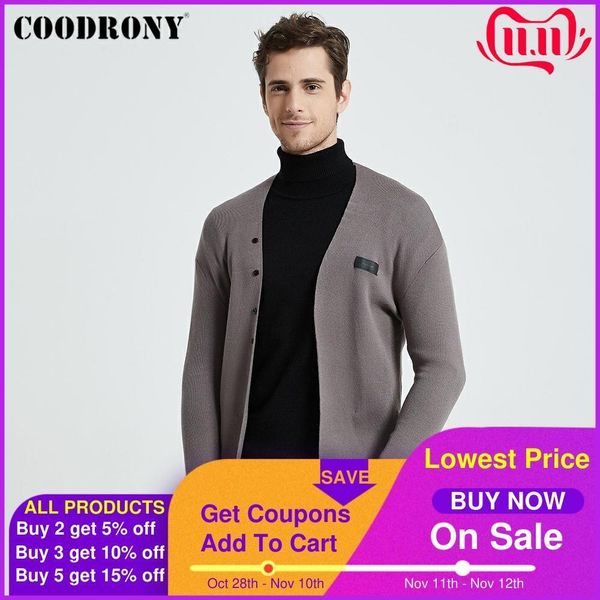 

coodrony brand fashion casual knitwear soft warm cardigan men clothing autumn winter new arrivals sweater coat pockets b11 201104, White;black