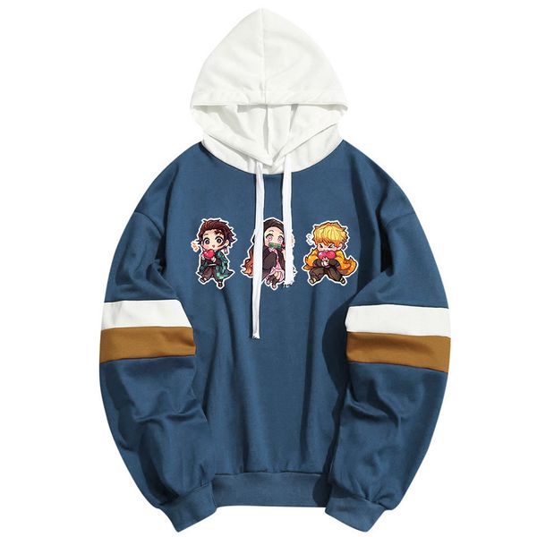

anime demon slayer cartoon print hoodies kimetsu no yaiba harajuku hip hop tanjirou agatsuma zenitsu tomiok pullover sweatshirt, Black