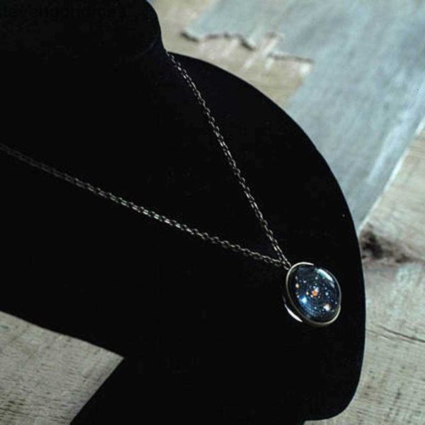 

time system double sided solar glass star necklace, Silver