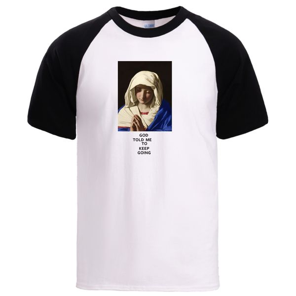 

virgin mary print loose short sleeve raglan tshirt soft fashion tee harajuku casual tshirt sport hooded sweatshirt hoodie men t shirt