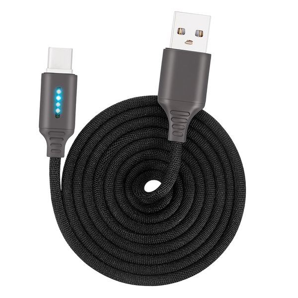 Cabos de telefone celular liga de zinco trançada de nylon Cabo de dados de carregamento USB com indicador de LED para micro USB tipo C USB