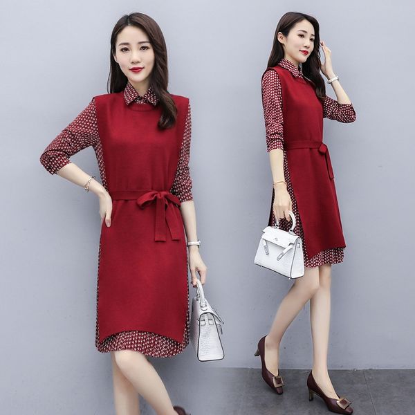 

жилет платье рубашка 2020 новый женский осенний костюм светло-платье dressskirt dressmature styleage reductionforeign стиль два кусок коротк, Gray