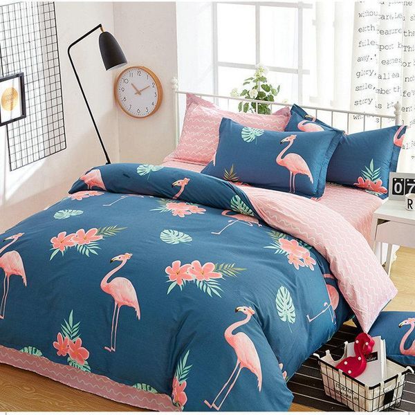 

floral plant pastoral bird printing bedding sets cartoon creative bed sheets cotton bedding pillowcase duvet cover sets1