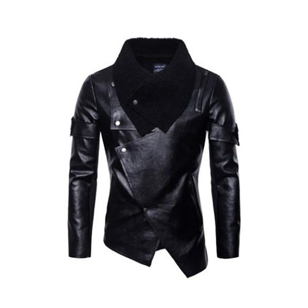 

men's jackets punk style pu leather jacket autumn winter men casual slim black irregular motorcycle mens and coats y, Black;brown