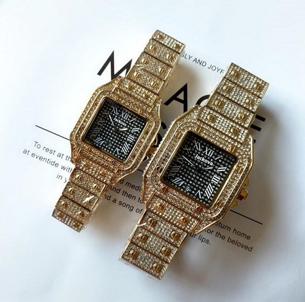 

square designer roman men women watch quartz movement all diamond iced out watch dress watches lady clock mont323h, Slivery;brown
