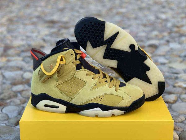 

authentic 6 yellow cactus jack medium olive glow in the dark 3m reflective men outdoor shoes sports sneakers with box